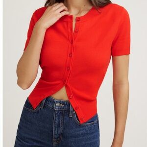 NWT Dynamite Women’s “Becca” Short Sleeve Cardigan in Sold Out Red Color
